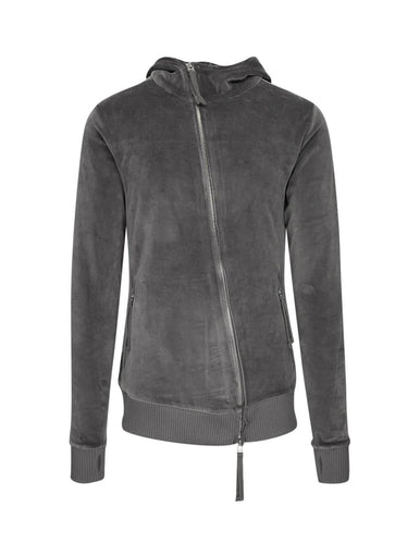 Diagonal Zip Velour Jacket