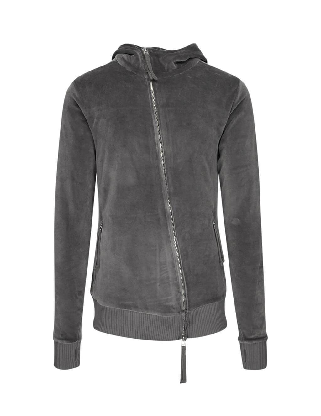 Diagonal Zip Velour Jacket